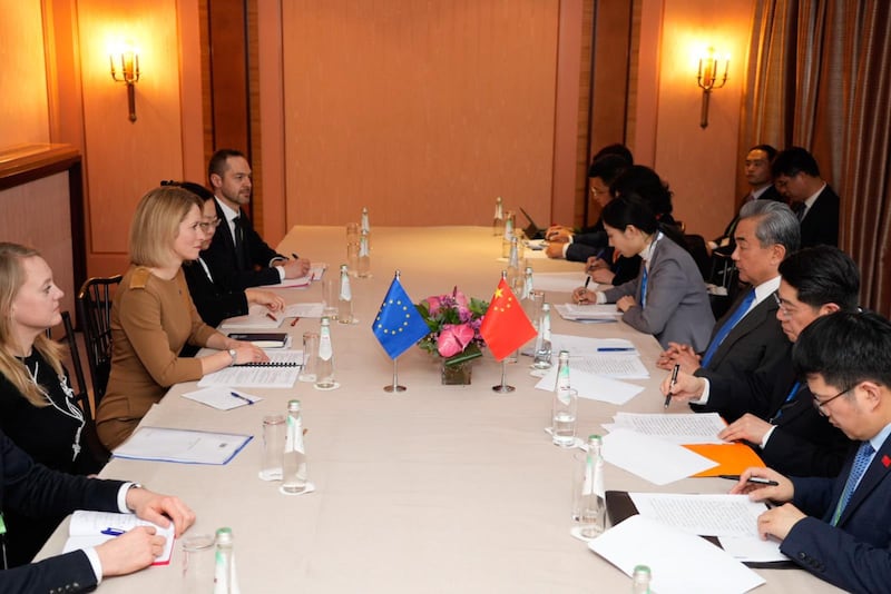 2025年2月14日,王毅與歐盟外交與安全事務資深代表卡拉斯會面。