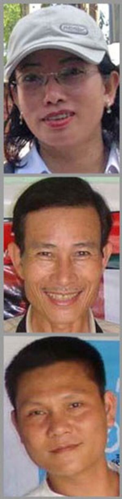 Từ trên xuống: Blogger Tạ Phong Tần, blogger Điếu Cày, và blogger Anh basaigon. RFA file