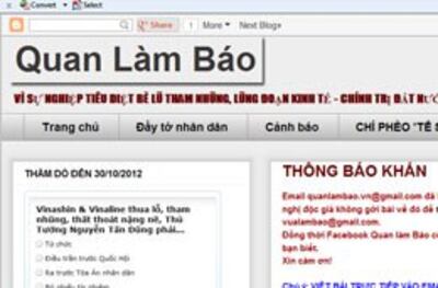 Trang blog Quan Làm Báo. Screen capture