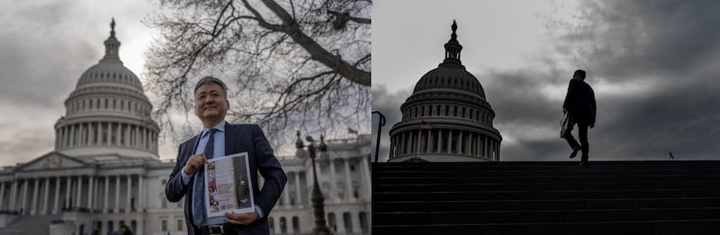 2023年3月21日，马聚在美国国会山进行针对回族人权打压的倡议。